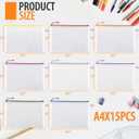 15PCS Mesh Zipper Pouch Bags File Storage Bags, A4 11x9 Inches Reusable Clear Zipper Pouches for Travel and Classroom Board Game Organization