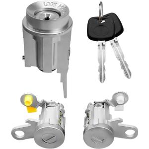 Ignition Switch Lock Key and Front Door Lock Cylinder Set Compatible with Toyota Tacoma 1995-2004 Replace 69005-35840 6905135070 6905735070