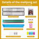 Ploomi American Mahjong Tiles Set, 166 White Tiles, 4 Color Racks & Pushers, Complete Western Mahjong Set with Blue Carrying Bag for Beginners & Experts