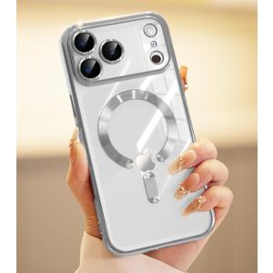CHICLADY for iPhone 17 Pro Max Case with 1x Screen Protector, [Compatible with MagSafe] [Integrated Camera Protection], Non Yellowing Slim Cute Women Girly Magnetic Cover for iPhone 17 Pro Max, Silver