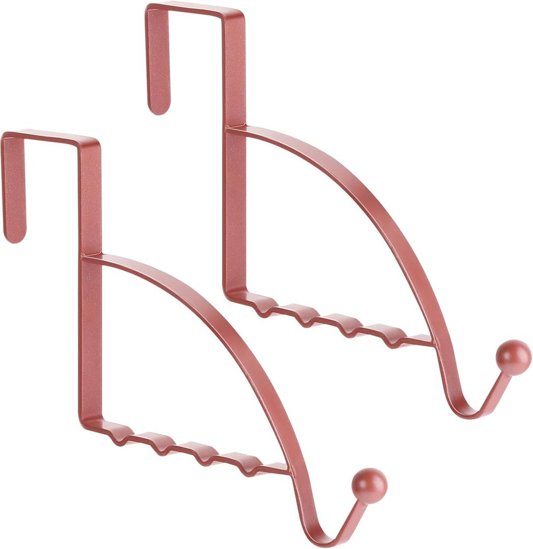 Hotop 2 Pcs Over The Door Hooks Over Door Hanger Sturdy Valet Hooks Mounted Hanging Storage Organizer Rack for Clothes Coats Towels Hats Scarves Purses(Rose Gold)