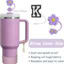 3 x Stanley Cup Accessories Set,Including 2 Pcs 0.4in Straw Cover, 1 Silicone Spill-Proof Stopper Set of 3, 1 Name ID Letter Handle Charm, 1 Silicone Cup Boot Fits Stanley 40&30 Oz Tumbler (K)