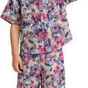 Glorycat Boy Clothes Summer Outfits Toddler 2 Piece Kids Floral Hawaiian Shirt and Shorts Set for Casual Beach Vacation,Pink for 7-8Y