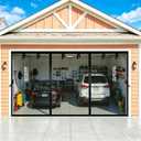 Magnetic Garage Door Net Screen Kit 18x8 FT - Heavy-Duty Fiberglass Mesh with Magnetic Closure for 2 Car Garage 18x8ft, Blocks Bugs & Enhances Privacy - Perfect for Porch Gym Barn Patio Use