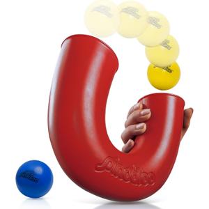 Original pindaloo Skill Game with 2 balls- Gifts for Kids and adults Indoor & Outdoor Games, Ball Toys for, Teen, & Girls- Gift Ideas for Teens, Fun Stuff Party, Develops Motor & Juggling Skills - Red