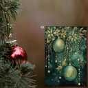 3 x Xmas Balls Christmas Ornament Garden Flag,Patio Lawn holiday decor, double sided pattern burlap outdoor holiday flags, seasonal home decor 12 x 18 inches