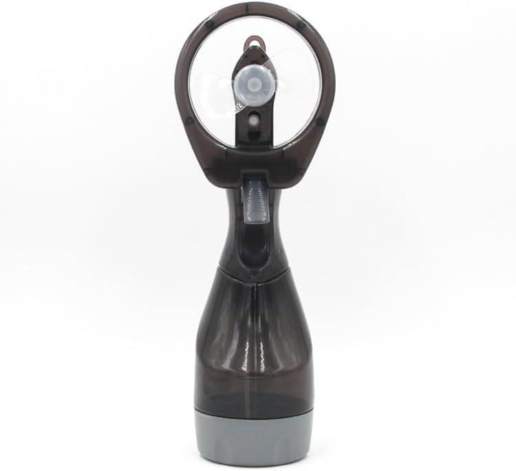 Handheld hand-pressed portable AA battery plastic water mist fan, outdoor portable water-cooled fan (black)