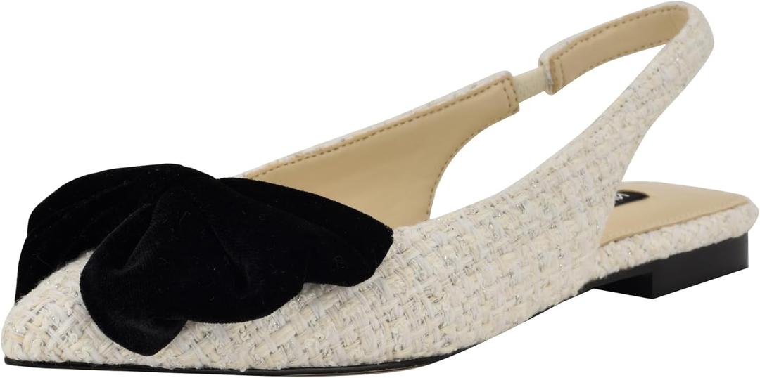 Nine West Women's Junnie Ballet Flat (8.5, Cream/Black 150)