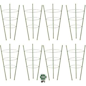 JCKHXG 8 Pack Tomato Cage, 18 inches Plant Support Cages for Garden, Upgrade Garden Plant Stakes with Adjustable Rings, Plants Trellis for Tomato, Flower, Climbing Plants, with Twist Tie