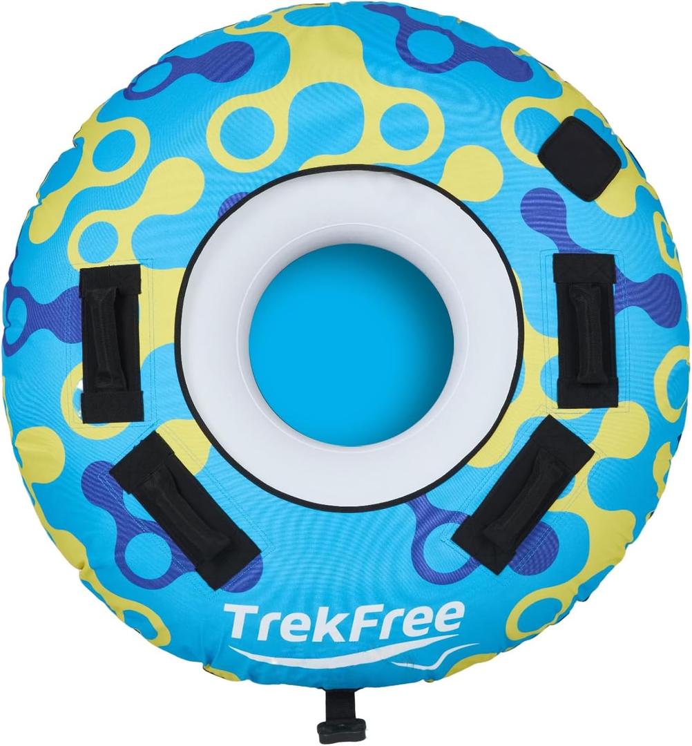 Inflatable Towable Tube, 1 Rider, PVC+600d Polyester Rib Fabric, Four Foam-Filled Reinforced Handles, Quick Connect Tow Point, Boat Tubes and Towables, Stable Ride
