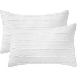 BOSOWOS Queen Size Pillow Shams Set of 2, Ultra Soft Breathable 20 x 30 Inches Pillow Case Envelope Closure, Microfiber Farmhouse Bed Pillowcases for Easy Care, White