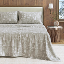 Great Bay Home Flannel Sheet Set Queen Size - 100% Turkish Cotton, Double-Brushed, Lodge-Printed Bed Sheets - Ultra-Soft, Cozy, 4-Piece Bedding Set (Enchanted Woods - Grey)