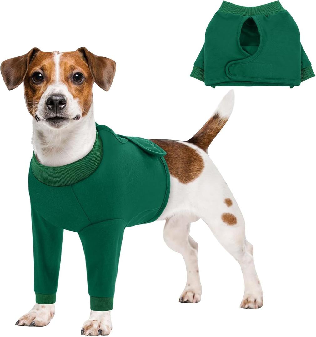 Queenmore Dog Surgery Recovery Sleeve Front Legs, Breathable Dog Recovery Sleeve, Elbow Protector Pet Cone Alternative After Surgery, Green, M
