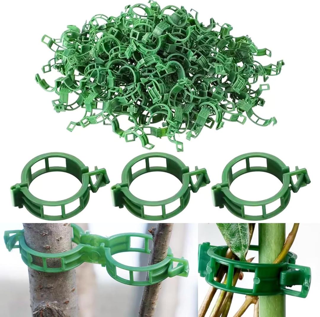 2 x 50 Pcs Heavy-Duty Plant Support Clips Durable Plastic Trellis Clips for Tomatoes, Grapes, Vegetables, and Climbing Plants Garden Vine Clips for Upright Growth and Healthier Plants (Green)