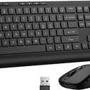 Wireless Keyboard and Mouse Combo, Full Size Quiet Key Computer Keyboard and Cordless Mice with 3 DPI Adjustable, 2.4G Lag-Free, Long Battery Life, Compatible with Windows and Mac Systems, Black