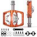 CXWXC Mountain Bike Pedals Compatible with Shimano SPD Cleats - Dual Sided Plat & Clip Pedal, 9/16” Bicycle Platform and Clipless Pedals for Road, MTB, and Hybrid Bikes (Orange)