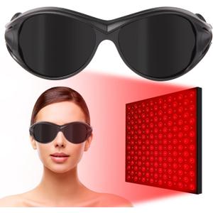 FreeMascot Red Light Therapy Glasses, Laser Safety Glasses IPL 200-2000nm, Eyes Protection for Tanning Goggles and Red Light Therapy