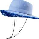 UPF 50+ Foldable Sun Hat Patterned Under Brim Bucket Hats for Summer Hiking Fishing Beach Safari Men Women (Large, Airy Blue)
