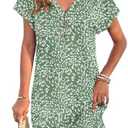 MOLERANI Women's Casual T Shirt V Neck Dress Mini Sundresses 2026 Summer Button Short Sleeve Dresses, L