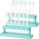 2 Sets Test Tubes with Rack Clear Plastic Test with Caps and 6 Holes Holder Rack Nurse Party Decorations Shot Tubes for Scientific Experiments Party Favors Candy(Blue,Removable)