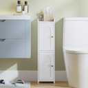 Hzuaneri Bathroom Storage Cabinet, Small Corner Floor Cabinet with 2 Doors and Adjustable Shelf, Narrow Toilet Paper Cabinets, Bathroom Organizer for Small Spaces, 7.9" D x 7.9" W x 29.5" H White