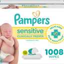 Pampers Sensitive Baby Wipes, Unscented, Fragrance Free, Clinically Proven, Water Based, Hypoallergenic, Multi-Use, Hand Wipes, 1008 Wipes Total (18X Flip-Top Packs)