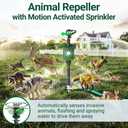 2 Packs Motion Activated Deer Repellent with Water Sprinkler, Solar Powered Cat Repellent Outdoor, IP65 Waterproof Deer Repellent Devices with Flashing Light, Deter Dogs Skunks Raccoons from Garden