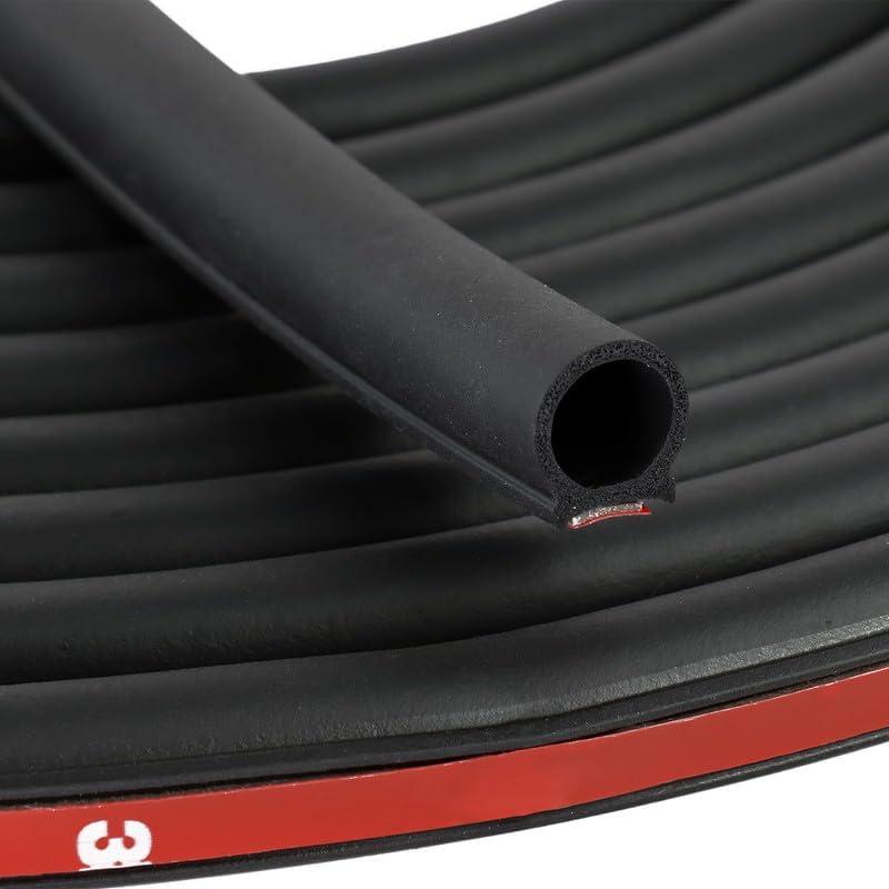 D Shape Rubber Seal Strip,3/4" Large Door Weather Stripping Self-Adhesive EPDM Rubber,Automotive Weather Stripping for Fill Gaps, Apply to Car,Truck,RV,Boat and Home Application (Black, 6Ft)