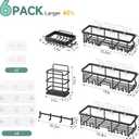 Veken Shower Caddy 6-Pack, Advanced Rustproof Design, No Drilling Adhesive Shelves, Rack with Soap Holder, Large Capacity Bathroom Organizers and Storage, Wall-Mounted Kitchen & Home Decor, Black