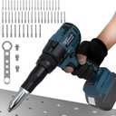 Upgraded Cordless Rivet Gun Compatible with Makita 18V Battery,Electric Rivet Gun Tool with 3 Size (1/8", 5/32", 3/16") Aluminum Rivets,Brushless Motor Rivet Gun Kit with Led Light(No Battery)-Blue