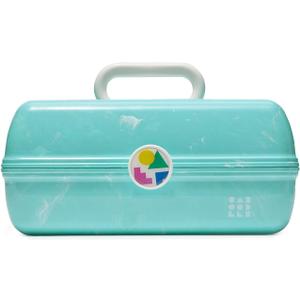 Caboodles On-The-Go Girl Makeup Box, Turquoise on Marble, Hard Plastic Makeup Organizer Box, Built-In Mirror, Secure Latch for Safe Travel, Spacious Storage for Large Items