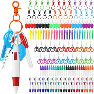 Nezyo 150 Pcs Nurses Pen Set for Badge Accessories Mini Marker Pen Foldable Scissors Retractable Ballpoint Highlighters LED Flashlight Keychain Bulk for Nurse Gift Women(Classic Color)
