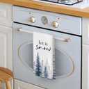 Winter Blue Forest Christmas Tree Kitchen Towels, Snow Pine Tree Xmas Holiday Seasonal Farmhouse Decorative Hand Tea Dish Towel for Bathroom Kitchen Decor, 16x24 Inch