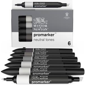 Winsor & Newton ProMarker Set, 6 Count, Neutral Tones