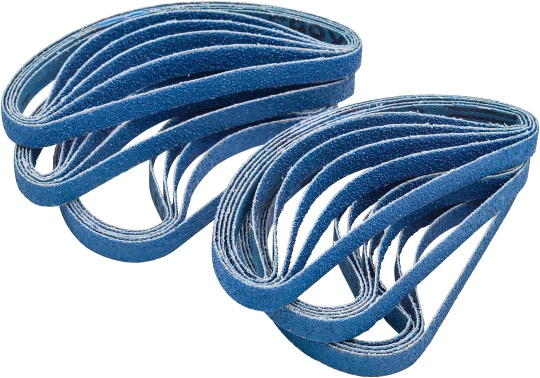 30 Pcs 3/8x13 Inch Zirconia Sanding Belts, 60 Grit Zirconia Sanding Belts for Air Belt Sander, 3/8 x 13 Sanding Belts for Metal Grinding (3/8x13in, 60 Grit)