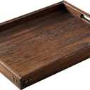 Wood Serving Tray with Handles,Farmhouse Wooden Tray for Ottoman,Decorative Serving Trays Platter for Breakfast in Bed,Lunch,Dinner,Appetizers,Patio, Coffee Table, BBQ,Party,Lap &Couch(16 Inches)