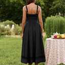 GLNEGE Women's Corset Midi Wedding Guest Dress A line Flowy Lace Dresses Summer Smocked Back Tea Party Sundress Black (Black, XS)