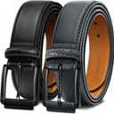 KEMISANT Men Belt 2Pack  Genuine Leather Belt for Men Dress Casual Golf Jeans 1 3/8" (44"-46"Waist Adjustable)