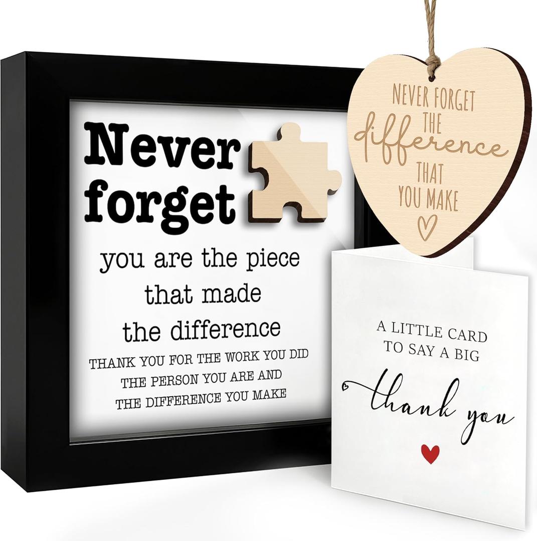 Thank You Appreciation Gift for Teacher Boss Leader Coworker, Never Forget the Difference You Make, Plaque Ornament Card Gifts Men Women, Office Desk Decor for Christmas Retirement Farewell Going Away HF395 (4.7L" x 4.7W")