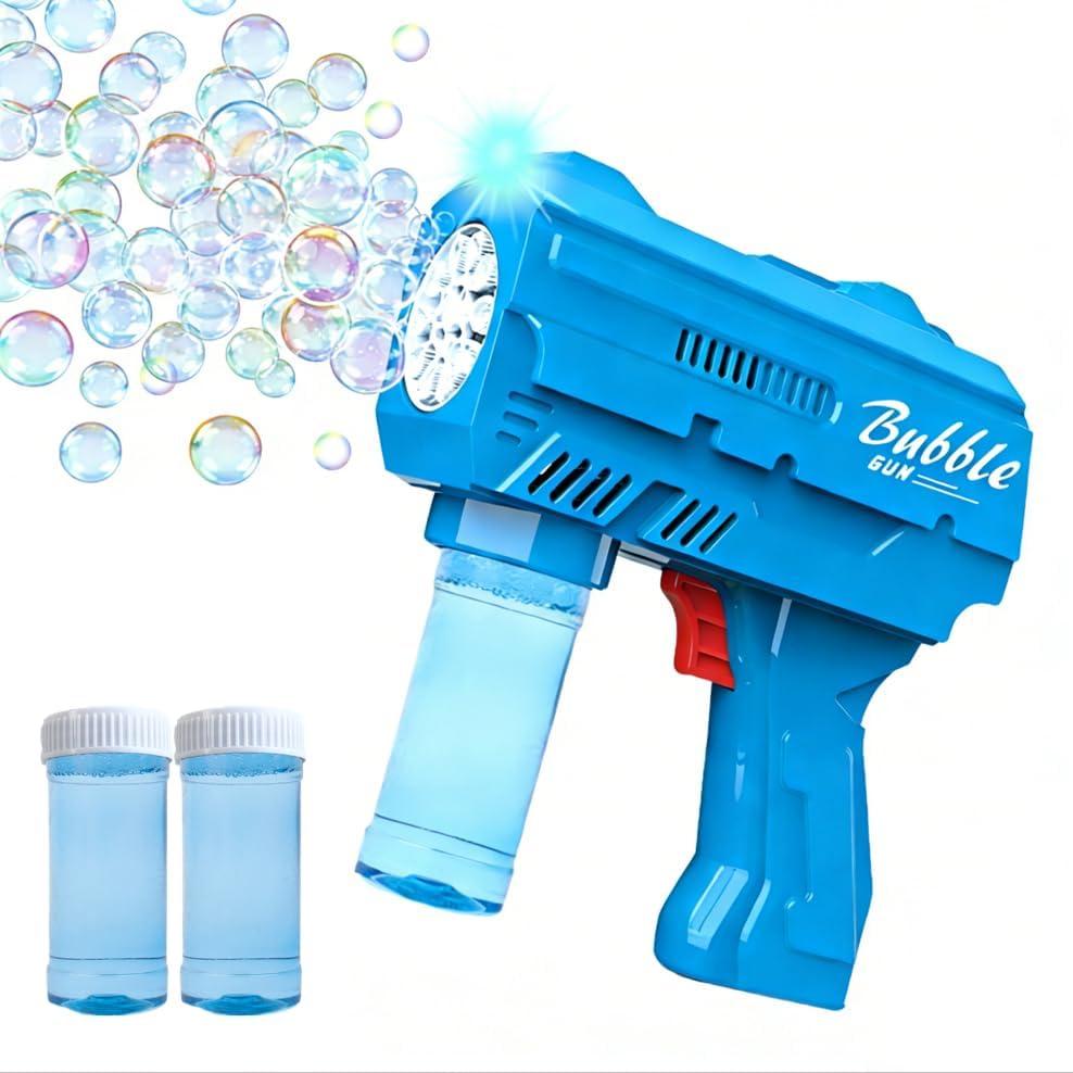 Light Up Bubble Machine Gun for Kids,Blue 10-Hole Automatic Bubble Gun forToddlers 1-3, Durable Handheld BubbleGun with Refill Solution for Kids Ages 4-8, Wedding Easter Party OutdoorBubble Toys(blue)