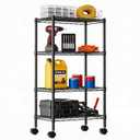 DUMOS 4-Tier Metal Storage Shelves, 23" W Wire Shelving Storage Rack with Lockable Wheels, Adjustable Shelving Unit, Standing Closet for Garage, Kitchen, Office, Living Room, 23" W x13 D x47 H