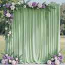 Wokceer Sage Green Backdrop Curtain for Wedding Parties 10x10FT Photo Polyester Backdrop Drapes for Wedding Photoshoot Baby Shower Birthday Party Curtains Photography Background 2 Panels 5x10FT (10FTx10FT)