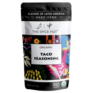 Organic Taco Seasoning Mix by Spice Hut, Salt-Free, Authentic Southwestern Seasoning for Cooking Flavorful Carne Asada, Beef, Carnitas, Tacos, Burrito / Especias Orgánicas Para Tacos / All-Natural, Kosher, Vegan, Gluten Free, Keto - No MSG - 2oz Pack,  BB date: 08/2026