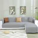 Double Side L Shape Couch Cover Sectional Sofa Covers Set Chaise Couch Cover Slip Covers for Sofas Couches Sectional Furniture Protector Cover (Medium,Light Grey)