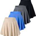 Real Essentials 3 Pack: Women's Basic Casual Stretchy Mini Skirt - Skater A-Line Flowy Flared Small