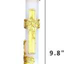 Catholic Baptism Candle - Baptismal Candle for Boys and Girls - Velas para Bautizo - White, Religious Symbols, Long Burning