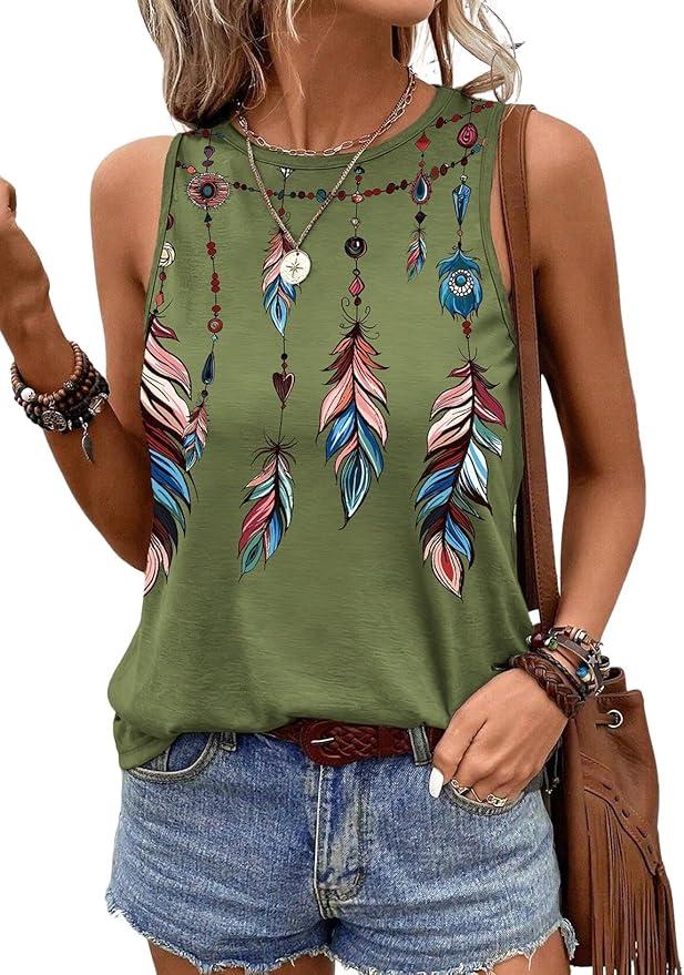 SHEWIN Tank Tops for Women Casual Lightweight Crewneck Tank Top Sleeveless Spring Tops for Women 2026 Green Medium