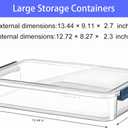 2 Pcs Plastic Portable Project Case, Clear Stackable Storage Boxes Organizer for A4 Files, Scrapbooks, Art Supplies (Blue Latch, Large)