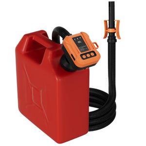 Cordless Fuel Transfer Pump, 3.8 GPM Automatic Gas Can Pump, Electric Fuel Pump Built in 6000mAh Rechargeable Battery, LED Display, Auto Stop, 3 Gear Adjustable Flow, 3 Adapters, 90" Hose for Gasoline