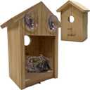 2-Pack Transparent Window Bird House with Suction Cups- Outdoor See-Through Wooden Design Birdhouse for Easy Bird Watching for Kids & Adults (Unfinished DIY)
